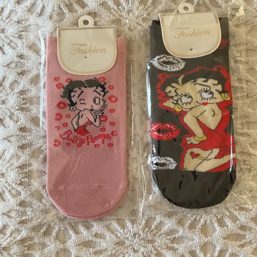 Betty Boop(2prs)Pink/Black Socks